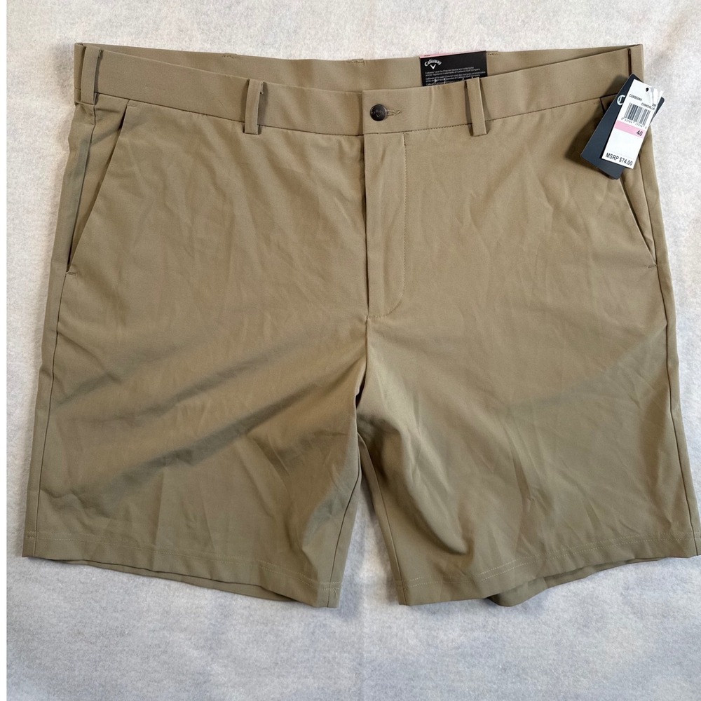 Callaway Opti-Dri Golf Shorts Men 40W Chinchilla Tan Stretch UPF 50 CGBSE0W5 NEW - Picture 2 of 9